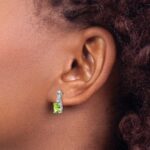 14k White Gold Oval Peridot and Diamond Earrings - Image 3