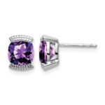 14k White Gold Amethyst Post Earrings