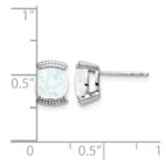 14k White Gold 6mm Cushion Lab Created Opal Post Earrings - Image 4