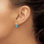 10k Cushion Blue Topaz and Diamond Earrings - Image 3