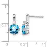 14k White Gold Cushion Blue Topaz and Diamond Earrings - Image 4