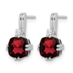10k White Gold Cushion Garnet and Diamond Earrings - Image 2