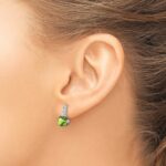 14k White Gold Cushion Peridot and Diamond Earrings - Image 3