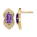 14k Amethyst and Diamond Post Earrings