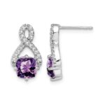 14k White Gold Amethyst and Diamond Earrings