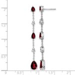 14k White Gold Garnet and White Topaz Dangle Earrings - Image 4