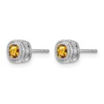 10k White Gold Cushion Citrine and Diamond Earrings - Image 2