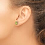 14k Oval Peridot and Diamond Earrings - Image 3