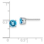 14k White Gold Round Blue Topaz Earrings - Image 4