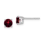 14k White Gold Round Garnet Earrings