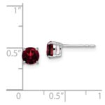 14k White Gold Round Garnet Earrings - Image 4