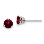 14k White Gold Round Garnet Earrings