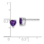 14k White Gold Heart Amethyst Earrings - Image 4
