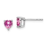 14k White Gold 5mm Heart Lab Created Pink Sapphire Post Earrings