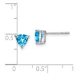 14k White Gold Trillion Blue Topaz Earrings - Image 4