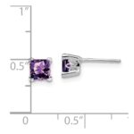 14k White Gold Square Amethyst Earrings - Image 4