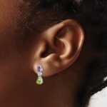 14k White Gold Amethyst/Peridot/Diamond Earrings - Image 3