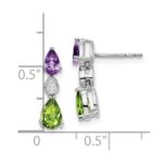 14k White Gold Amethyst/Peridot/Diamond Earrings - Image 4
