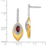 14k Two-tone Garnet and Diamond Dangle Earrings - Image 4