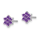 14k White Gold Amethyst Floral Post Earrings - Image 2