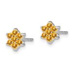14k White Gold Citrine Floral Post Earrings - Image 2