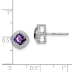 10k White Gold Cushion Amethyst Earrings - Image 2