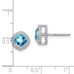 14k White Gold Cushion Blue Topaz Earrings - Image 4