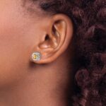 14k White Gold Cushion Citrine Earrings - Image 3