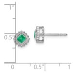 10k White Gold Cushion Emerald Earrings - Image 2