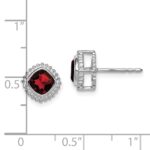 14k White Gold Cushion Garnet Earrings - Image 2