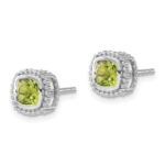 10k White Gold Cushion Peridot Earrings - Image 2