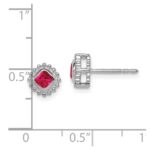 14k White Gold 3.4mm Cushion Ruby Post Earrings - Image 2