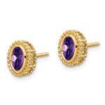 10k Oval Amethyst Post Earrings - Image 2