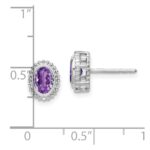 14k White Gold Oval Amethyst Post Earrings - Image 4