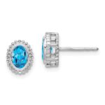 14k White Gold Oval Blue Topaz Post Earrings