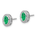 14k White Gold 5x3mm Oval Emerald Post Earrings - Image 2