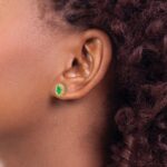 14k 5x3mm Oval Emerald Post Earrings - Image 3