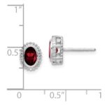 10k White Gold Oval Garnet Post Earrings - Image 4