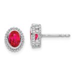 14k White Gold 5x3mm Oval Ruby Post Earrings