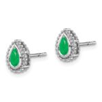 14k White Gold 5x3mm Pear Emerald Post Earrings - Image 2