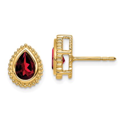 14k Pear Garnet Post Earrings