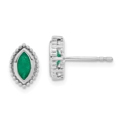 14k White Gold 6x3mm Marquise Emerald Post Earrings