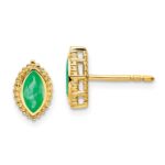 14k 6x3mm Marquise Emerald Post Earrings
