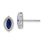 14k White Gold 6x3mm Marquise Sapphire Post Earrings