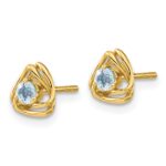 14k 3mm Round December/Blue Topaz Triangle Post Earrings - Image 2