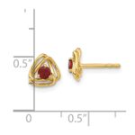 14k 3mm Round January/Garnet Triangle Post Earrings - Image 4