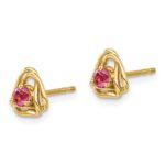 14k 3mm Round October/Pink Tourmaline Triangle Post Earrings - Image 2