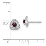 14k White Gold 3mm Round June/Rhodolite Garnet Triangle Post Earrings - Image 4