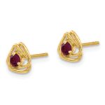 14k 3mm Round June/Rhodolite Garnet Triangle Post Earrings - Image 2