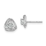14k White Gold 3mm Round April/White Topaz Triangle Post Earrings
